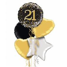 Happy 21st Birthday Gold & Black Balloon Bouquet